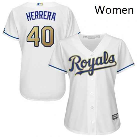Womens Majestic Kansas City Royals 40 Kelvin Herrera Replica White Home Cool Base MLB Jersey